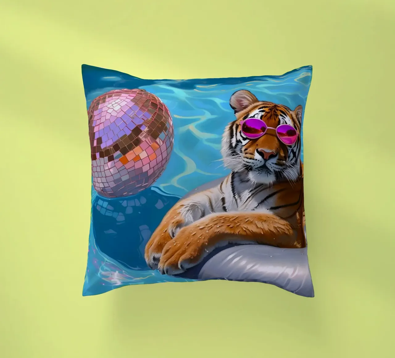 Tigre Disco Pool Party | Stampa Pop Art Summer Vibes cuscino da NorwesClub
