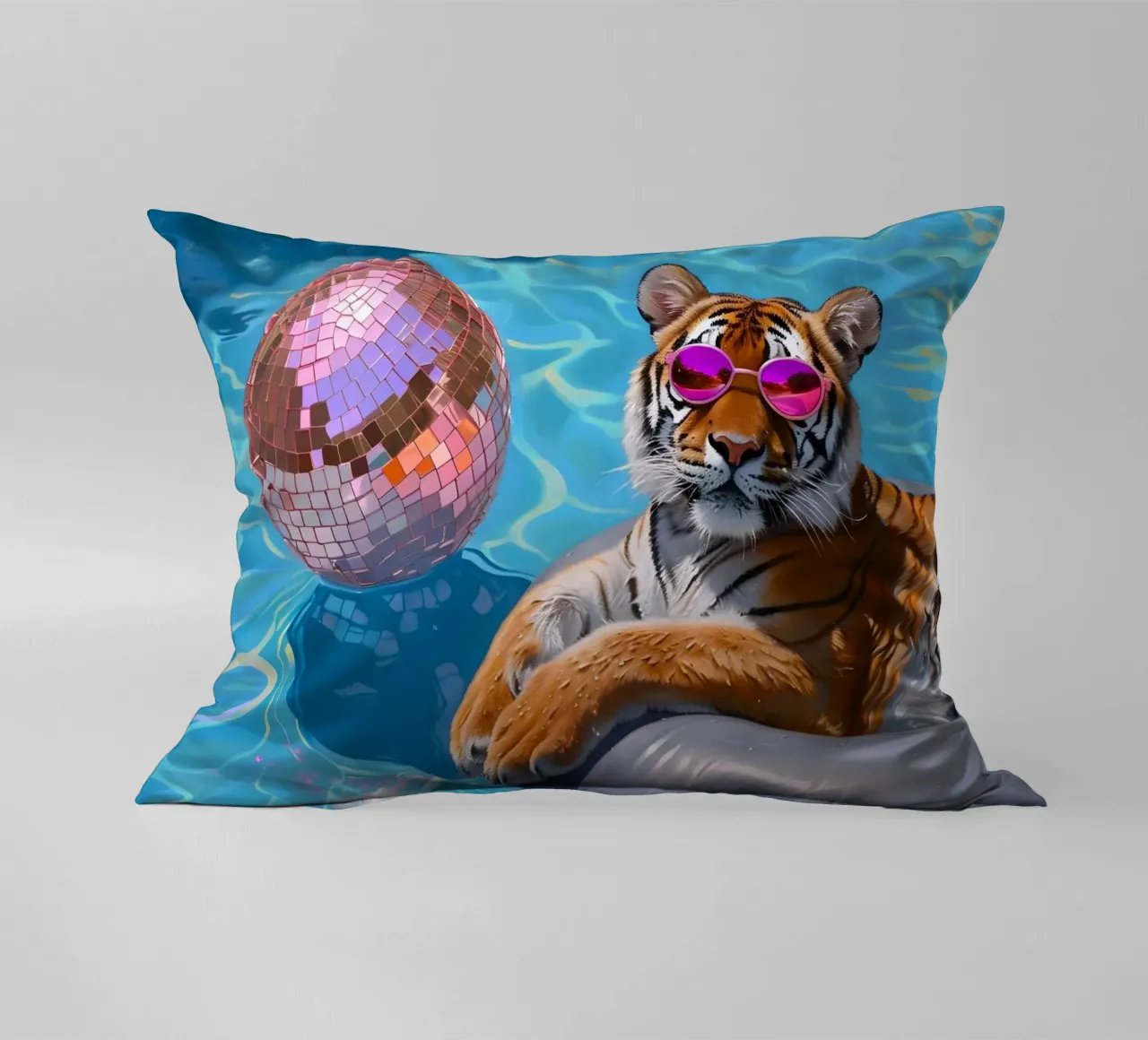 Tigre Disco Pool Party | Stampa Pop Art Summer Vibes cuscino da NorwesClub