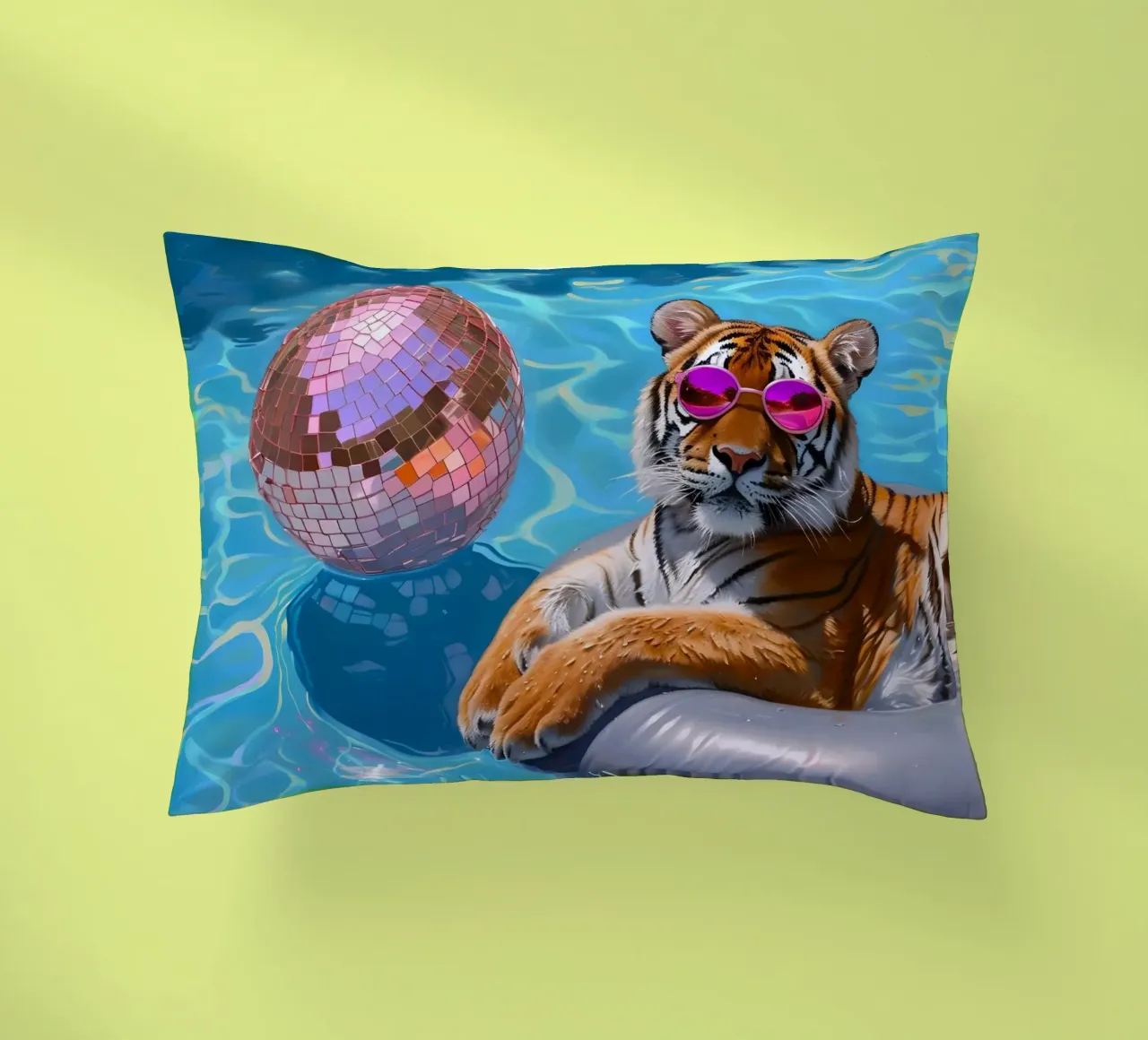 Tigre Disco Pool Party | Stampa Pop Art Summer Vibes cuscino da NorwesClub