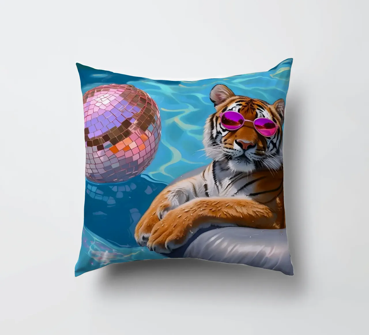 Tigre Disco Pool Party | Stampa Pop Art Summer Vibes cuscino da NorwesClub