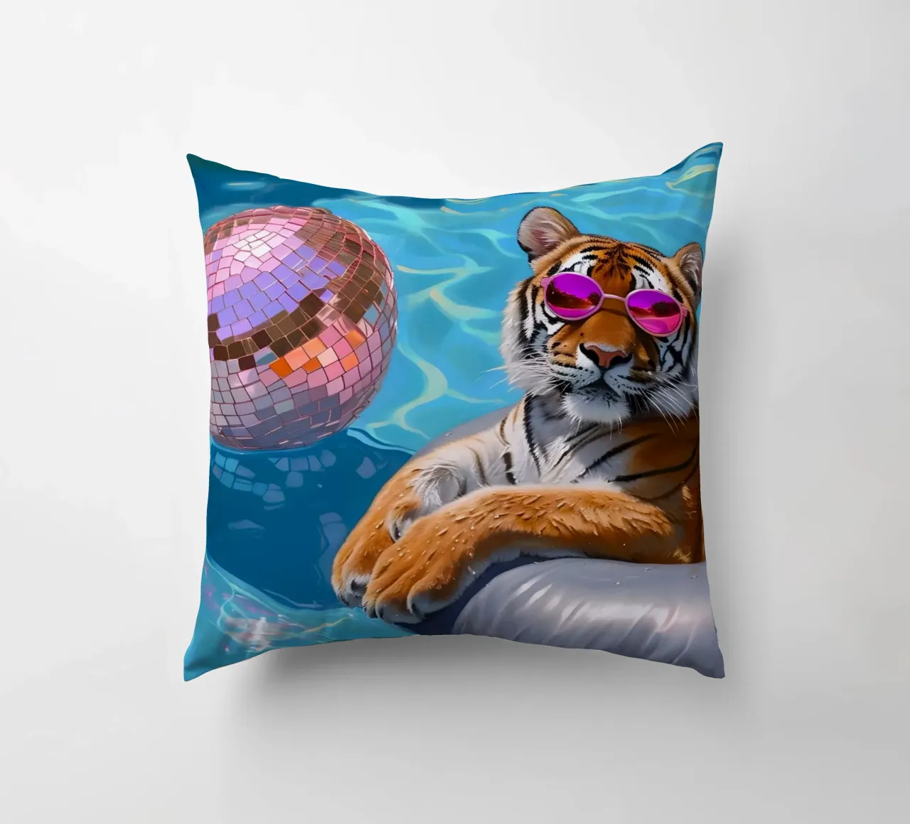 Tigre Disco Pool Party | Stampa Pop Art Summer Vibes cuscino da NorwesClub