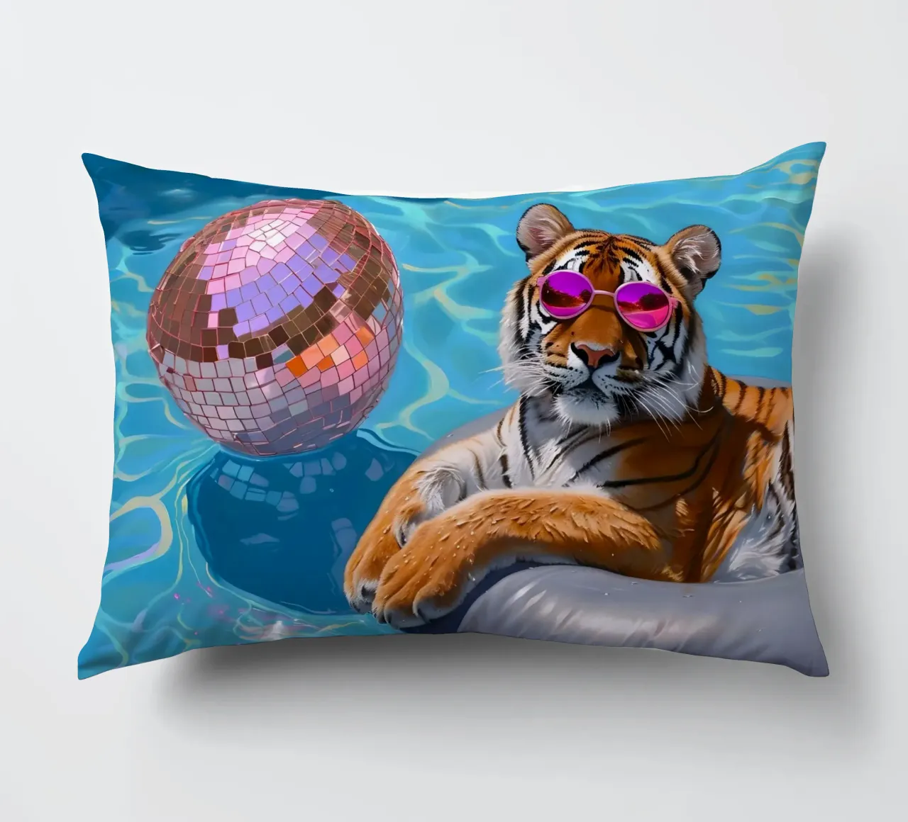 Tigre Disco Pool Party | Stampa Pop Art Summer Vibes cuscino da NorwesClub