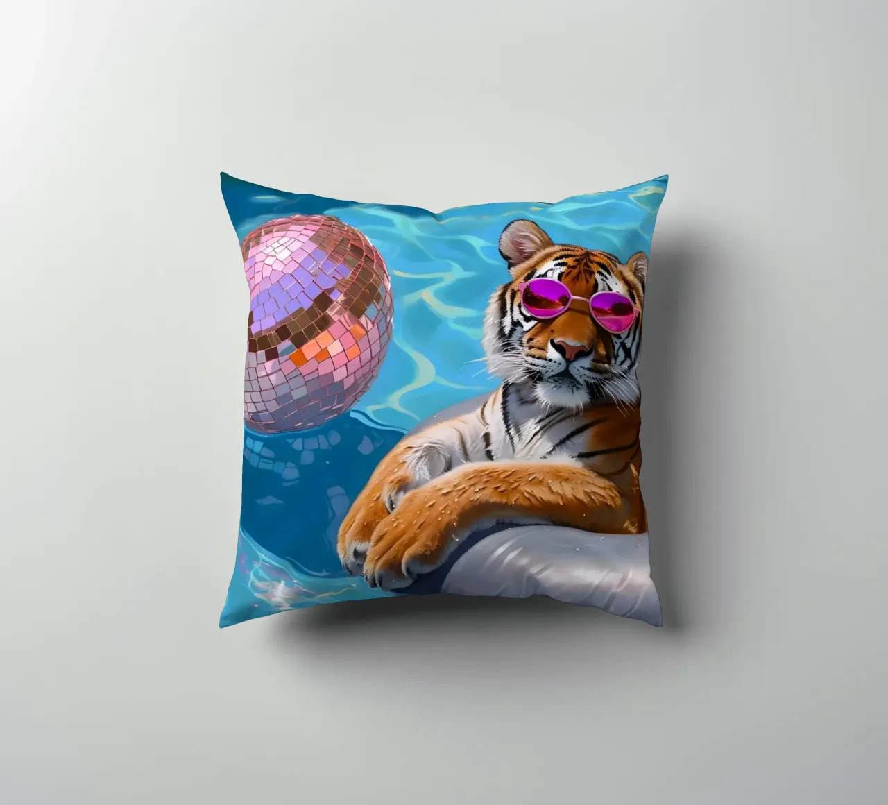 Tigre Disco Pool Party | Stampa Pop Art Summer Vibes cuscino da NorwesClub