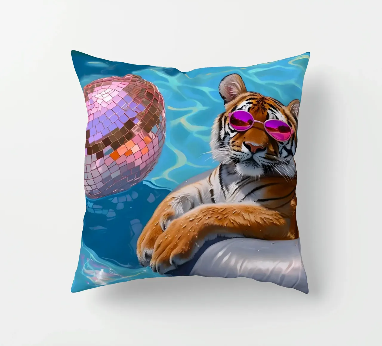 Tigre Disco Pool Party | Stampa Pop Art Summer Vibes cuscino da NorwesClub