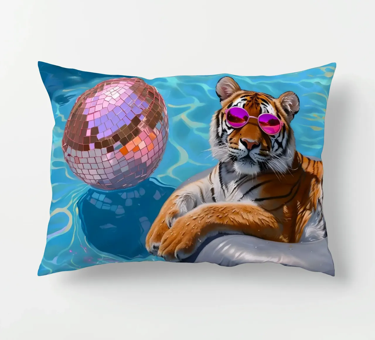 Tigre Disco Pool Party | Stampa Pop Art Summer Vibes cuscino da NorwesClub