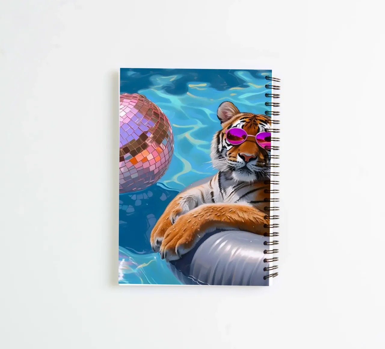 Tiger Disco Pool Party | Pop Art Summer Vibes Print spiral notebook by NorwesClub
