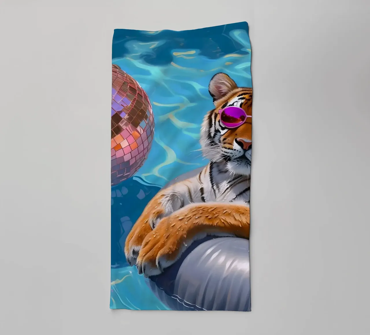 Tiger Disco Pool Party | Pop Art Summer Vibes Print towel by NorwesClub