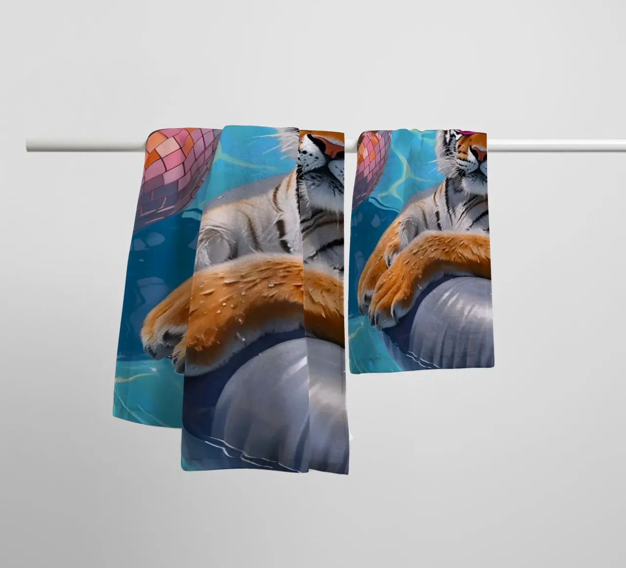 Tiger Disco Pool Party | Pop Art Summer Vibes Print towel by NorwesClub