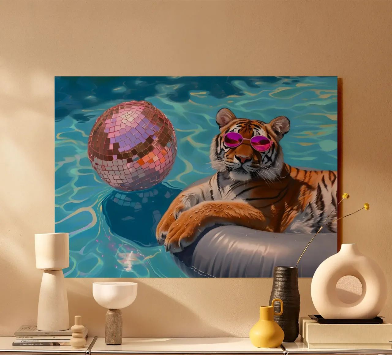 Tigre Disco Pool Party | Stampa Pop Art Summer Vibes plexiglass da NorwesClub