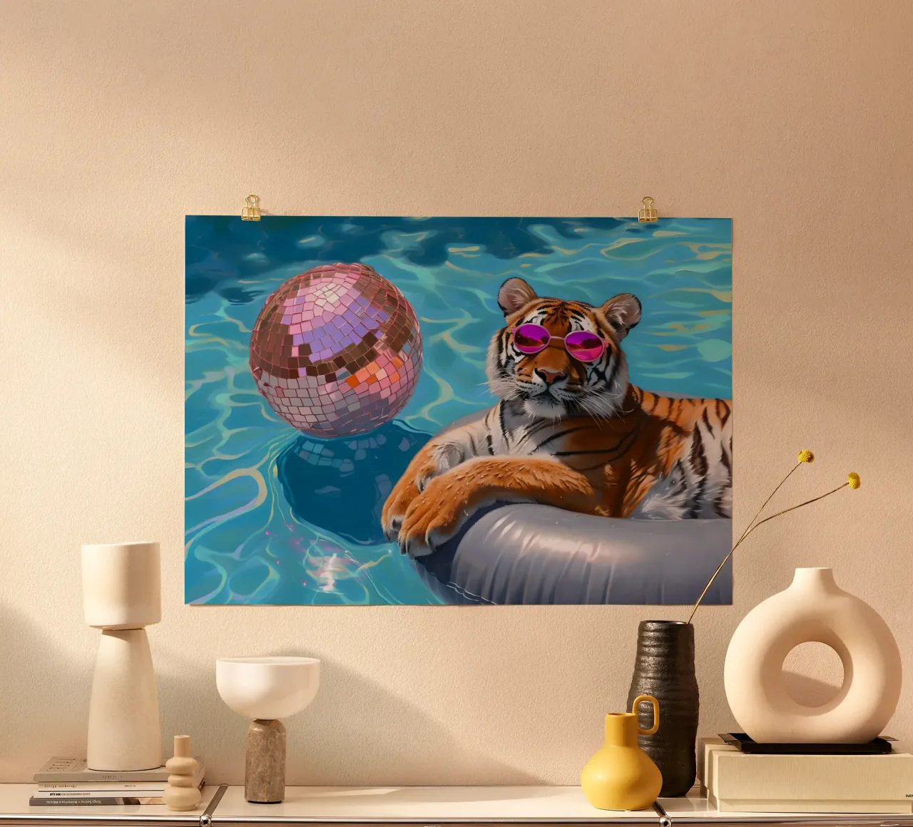 Tigre Disco Pool Party | Stampa Pop Art Summer Vibes carta hahnemühle da NorwesClub