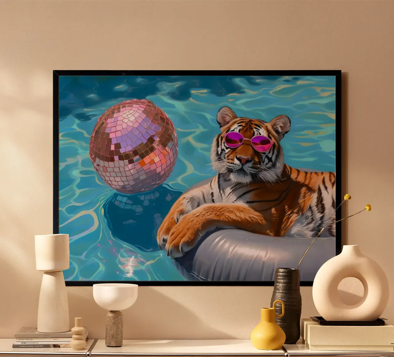 Tigre Disco Pool Party | Stampa Pop Art Summer Vibes carta hahnemühle da NorwesClub