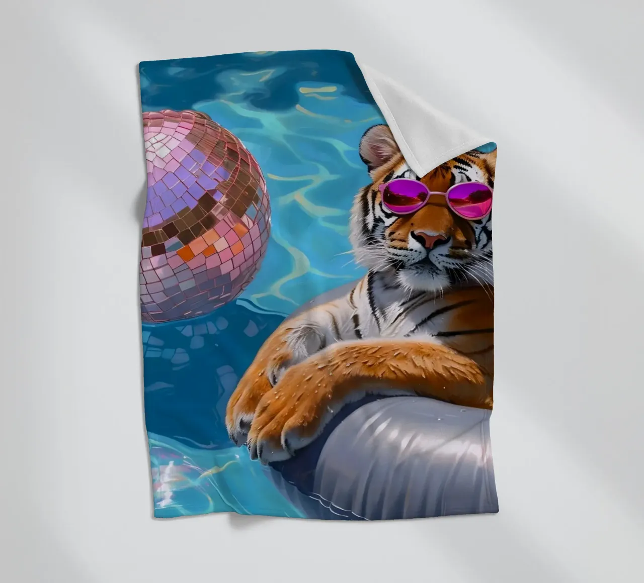 Tigre Disco Pool Party | Stampa Pop Art Summer Vibes coperta in pile da NorwesClub