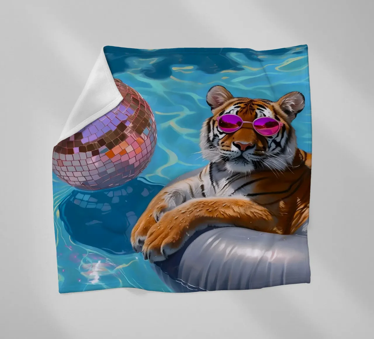 Tigre Disco Pool Party | Stampa Pop Art Summer Vibes coperta in pile da NorwesClub