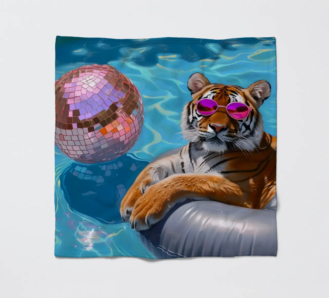 Tigre Disco Pool Party | Stampa Pop Art Summer Vibes coperta in pile da NorwesClub