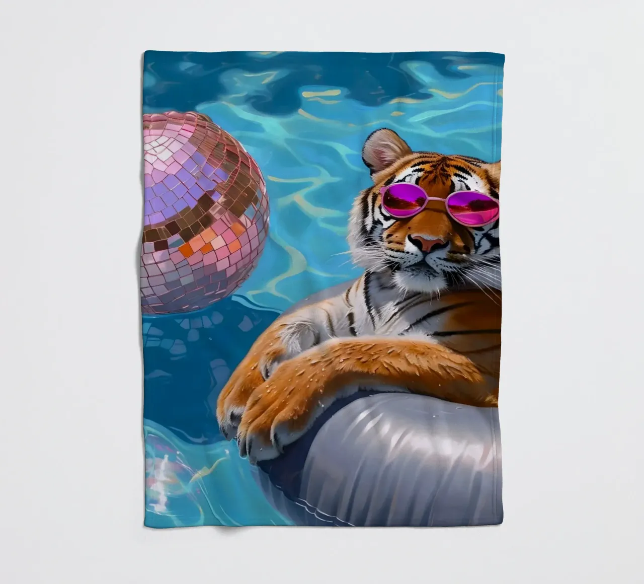 Tigre Disco Pool Party | Stampa Pop Art Summer Vibes coperta in pile da NorwesClub