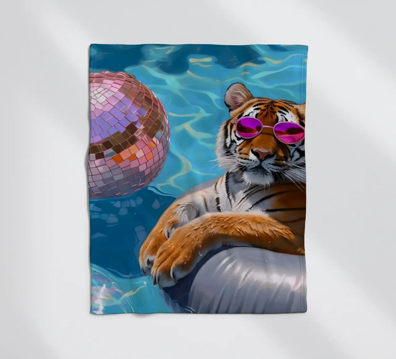 Tigre Disco Pool Party | Stampa Pop Art Summer Vibes coperta in pile da NorwesClub