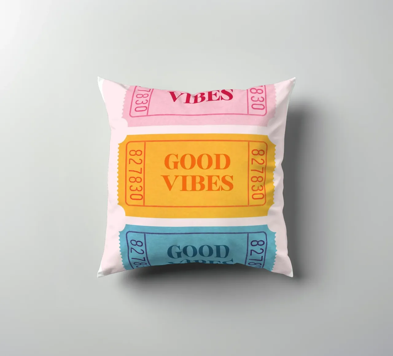 Biglietti retrò "Good Vibes" - Stampa estetica Pop Art cuscino da NorwesClub