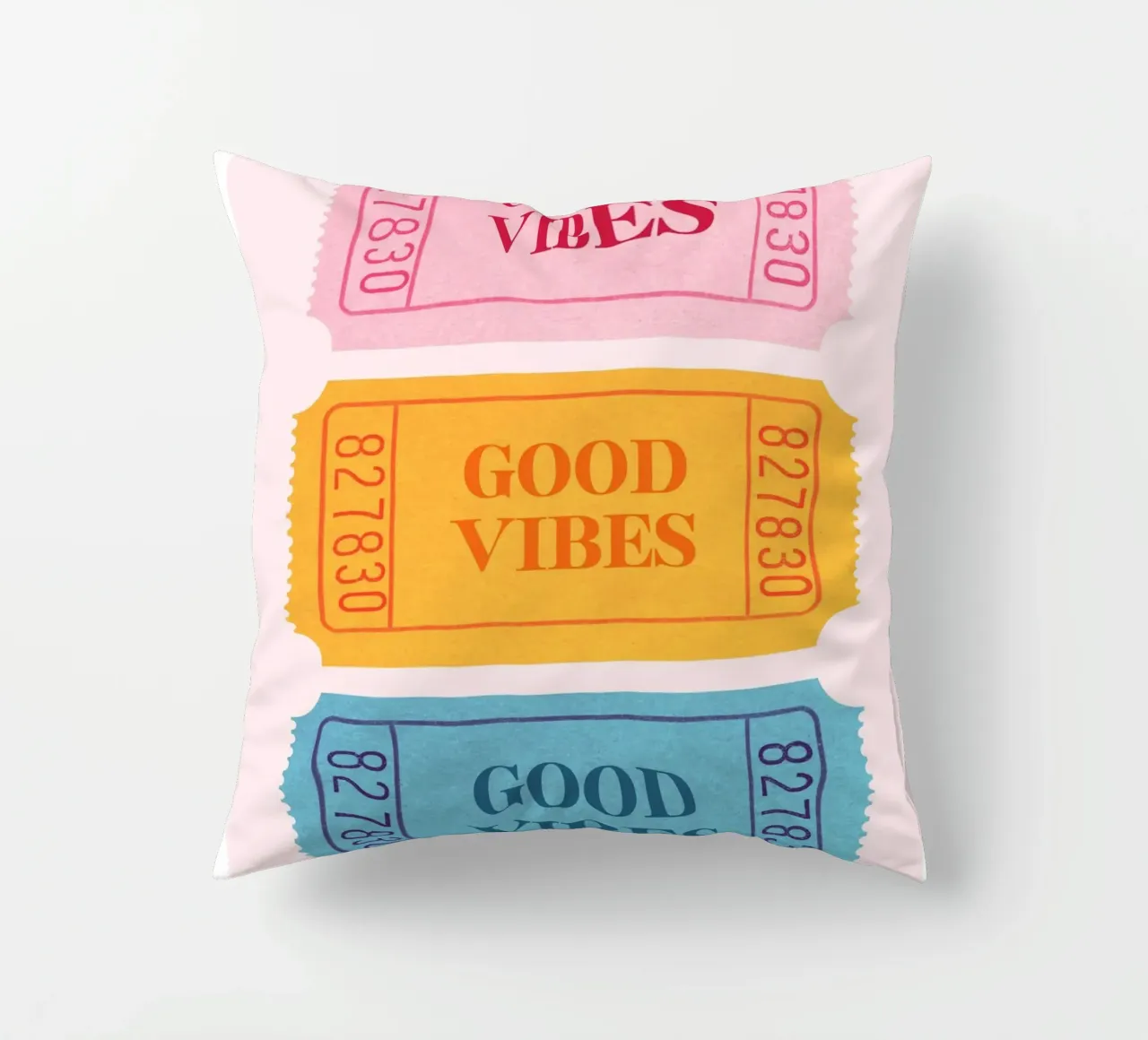 Biglietti retrò "Good Vibes" - Stampa estetica Pop Art cuscino da NorwesClub