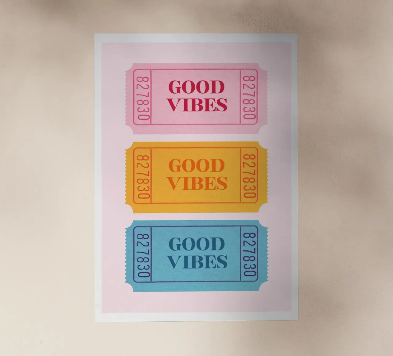 Biglietti retrò "Good Vibes" - Stampa estetica Pop Art pellicola backlit da NorwesClub