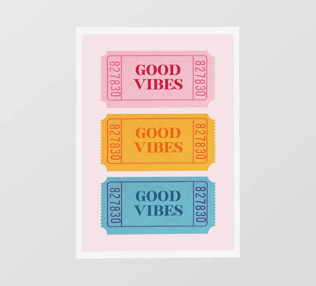 Biglietti retrò "Good Vibes" - Stampa estetica Pop Art telo in pvc da NorwesClub