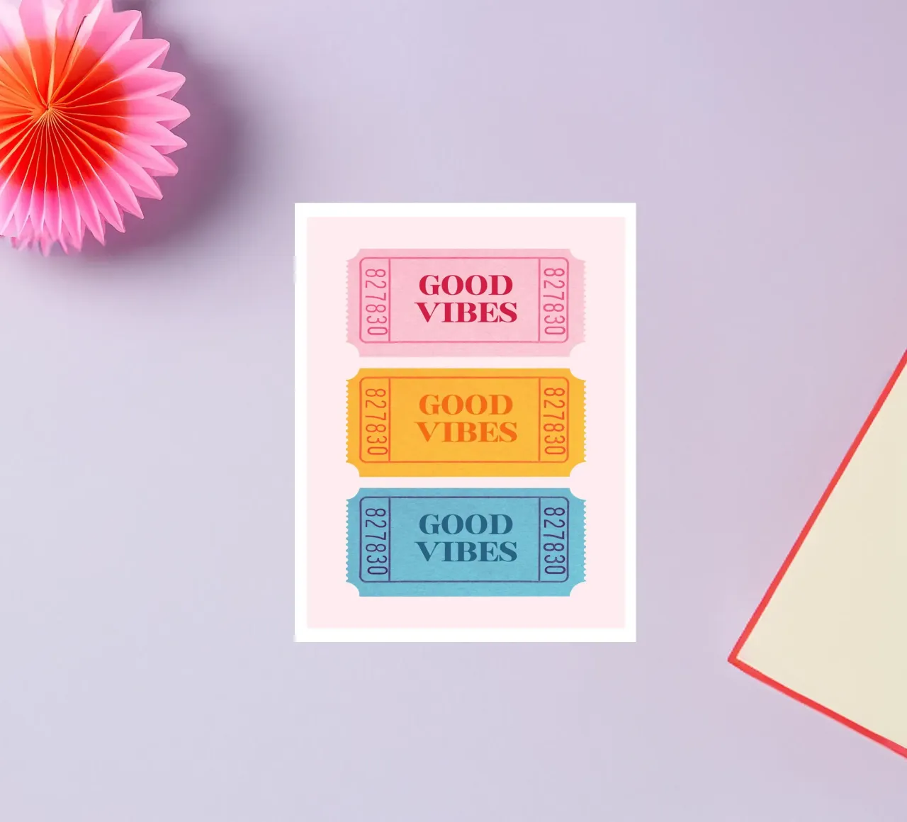 "Good Vibes" Retro Tickets | Pop Art Aesthetic Print sticker by NorwesClub