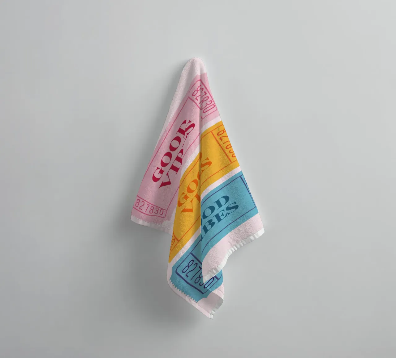"Good Vibes" Retro Tickets | Pop Art Aesthetic Print towel by NorwesClub