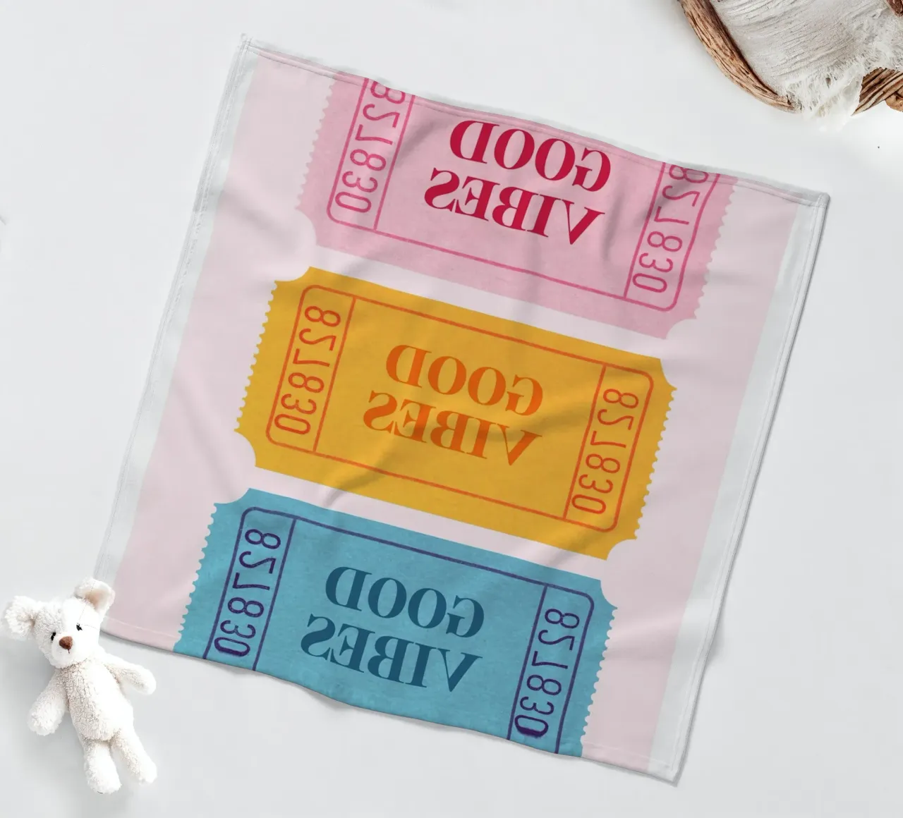Biglietti retrò "Good Vibes" - Stampa estetica Pop Art coperta in pile da NorwesClub