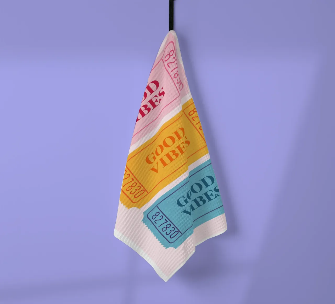 "Good Vibes" Retro Tickets | Pop Art Aesthetic Print torchon de NorwesClub
