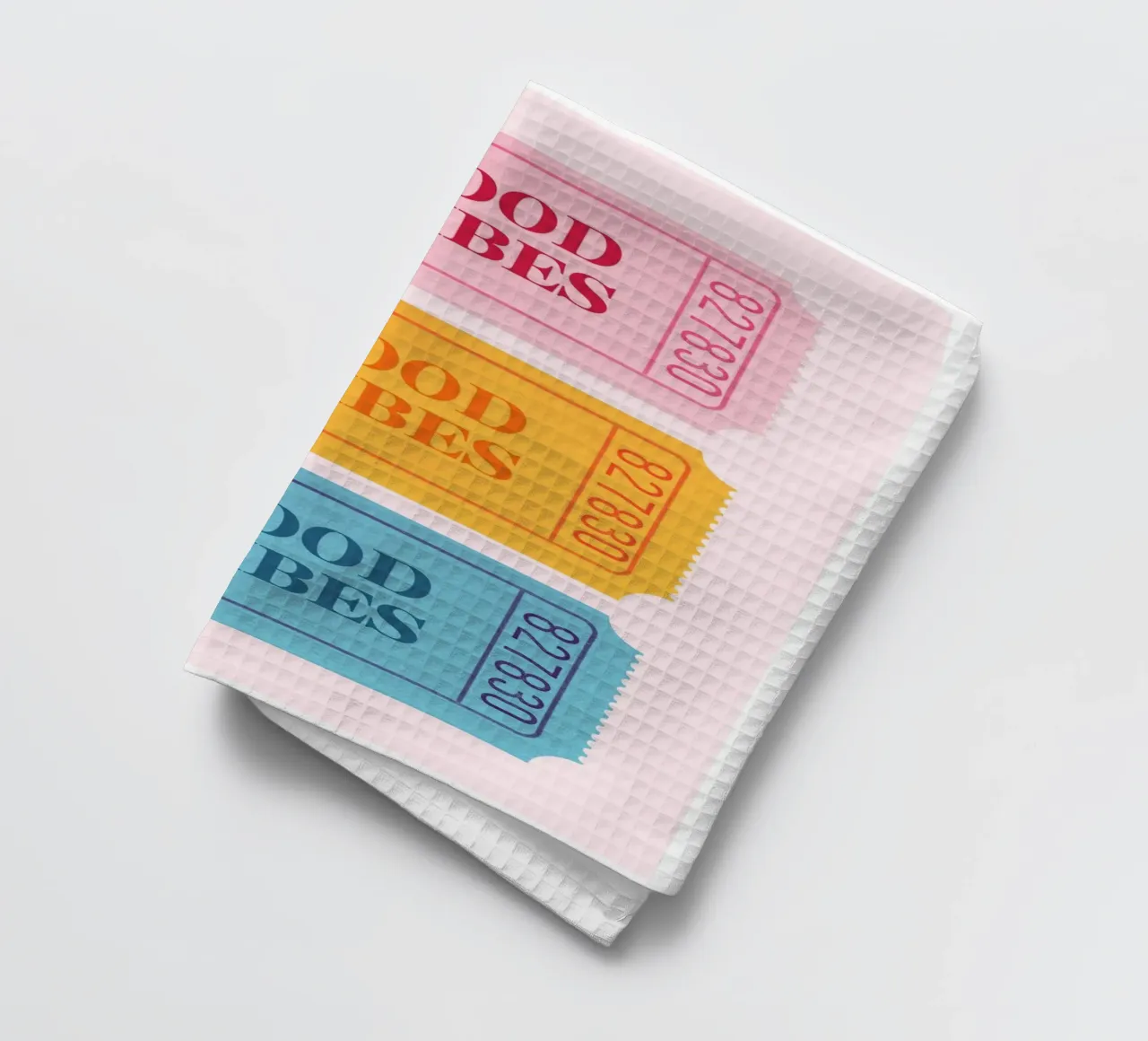 "Good Vibes" Retro Tickets | Pop Art Aesthetic Print torchon de NorwesClub