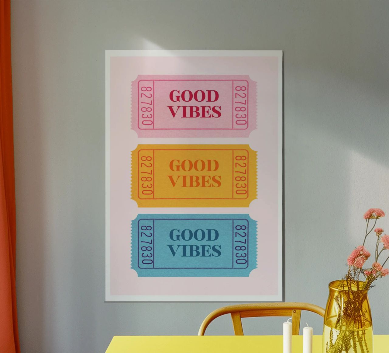 Biglietti retrò "Good Vibes" - Stampa estetica Pop Art poster da NorwesClub