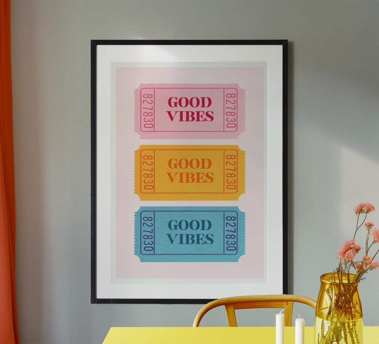 Biglietti retrò "Good Vibes" - Stampa estetica Pop Art poster da NorwesClub
