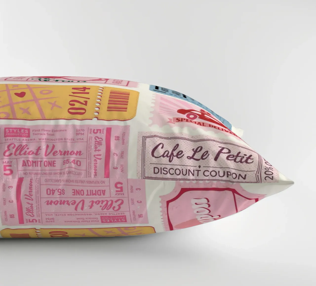 Biglietti d'amore e di viaggio d'epoca - Stampa collage pop art rétro cuscino da NorwesClub