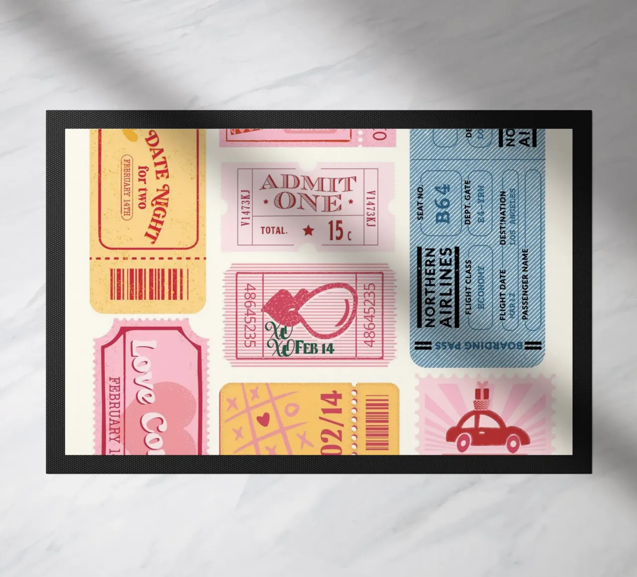 Biglietti d'amore e di viaggio d'epoca - Stampa collage pop art rétro zerbino da NorwesClub