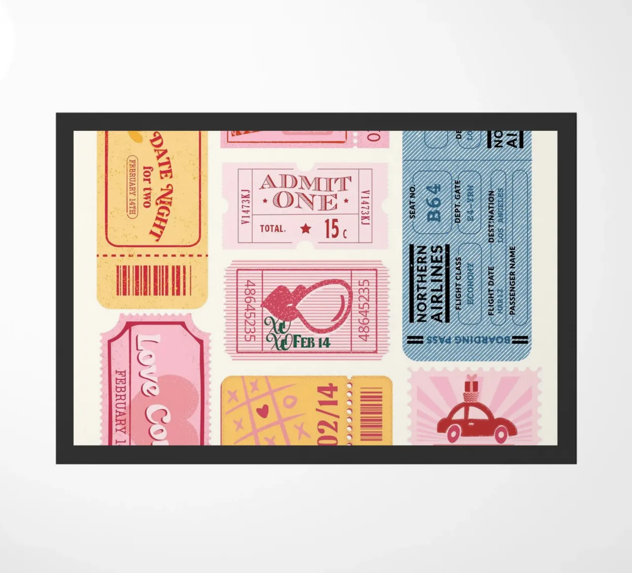 Biglietti d'amore e di viaggio d'epoca - Stampa collage pop art rétro zerbino da NorwesClub