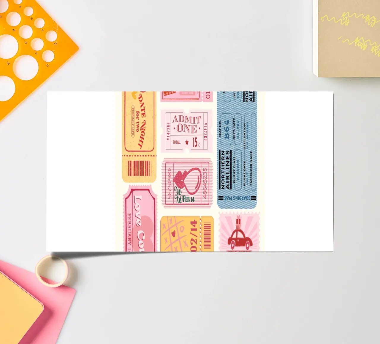 Biglietti d'amore e di viaggio d'epoca - Stampa collage pop art rétro foglio adesivo da NorwesClub