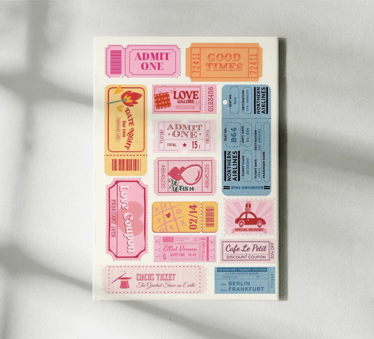Vintage Love & Travel Tickets | Retro Pop Art Collage Print canvas by NorwesClub