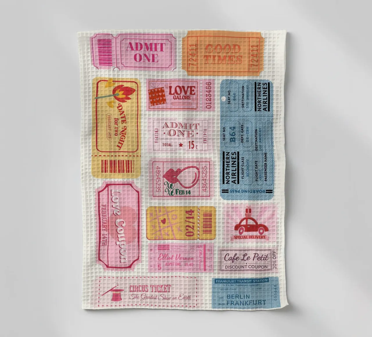 Biglietti d'amore e di viaggio d'epoca - Stampa collage pop art rétro canovaccio da cucina da NorwesClub