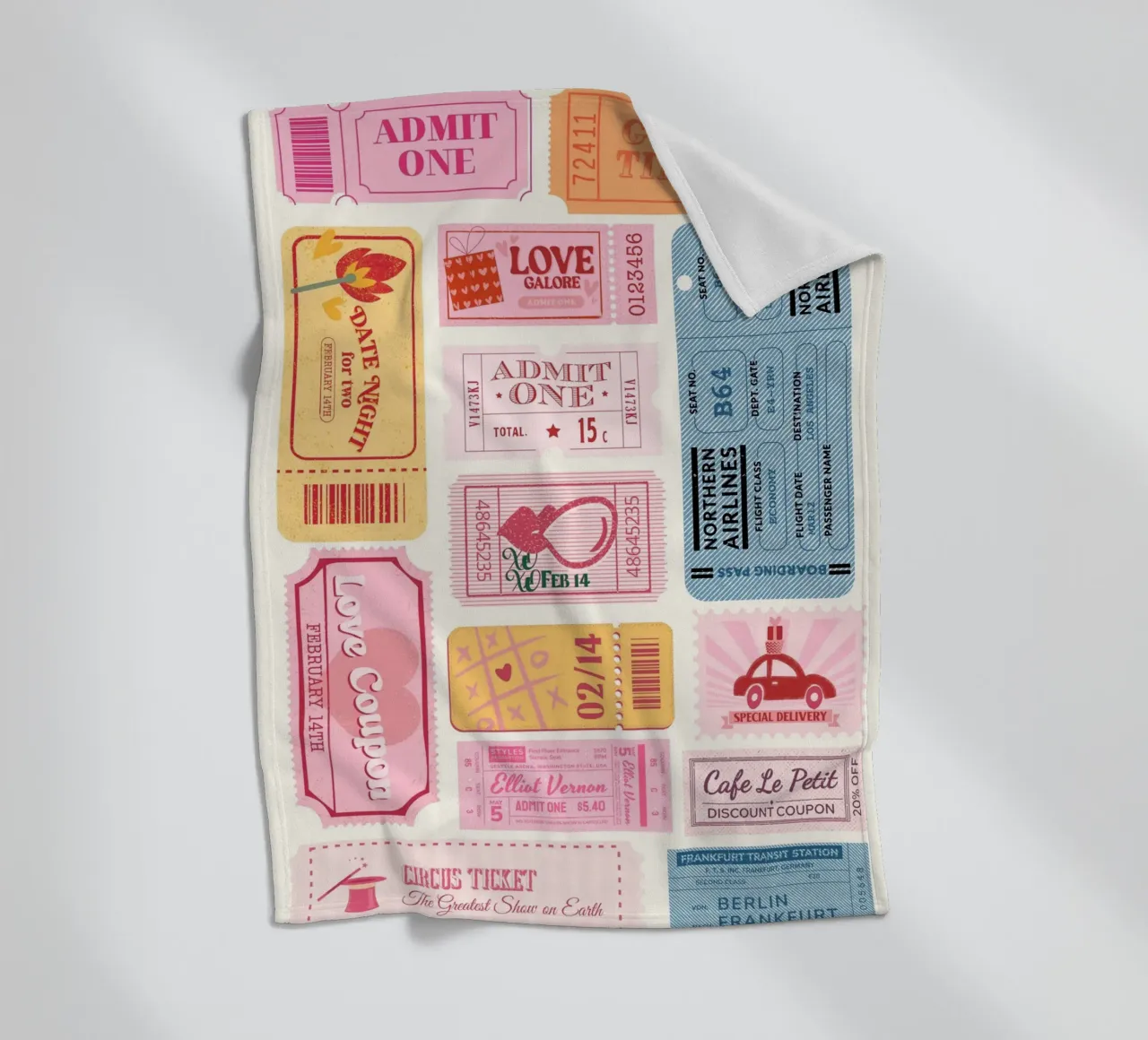 Biglietti d'amore e di viaggio d'epoca - Stampa collage pop art rétro coperta in pile da NorwesClub