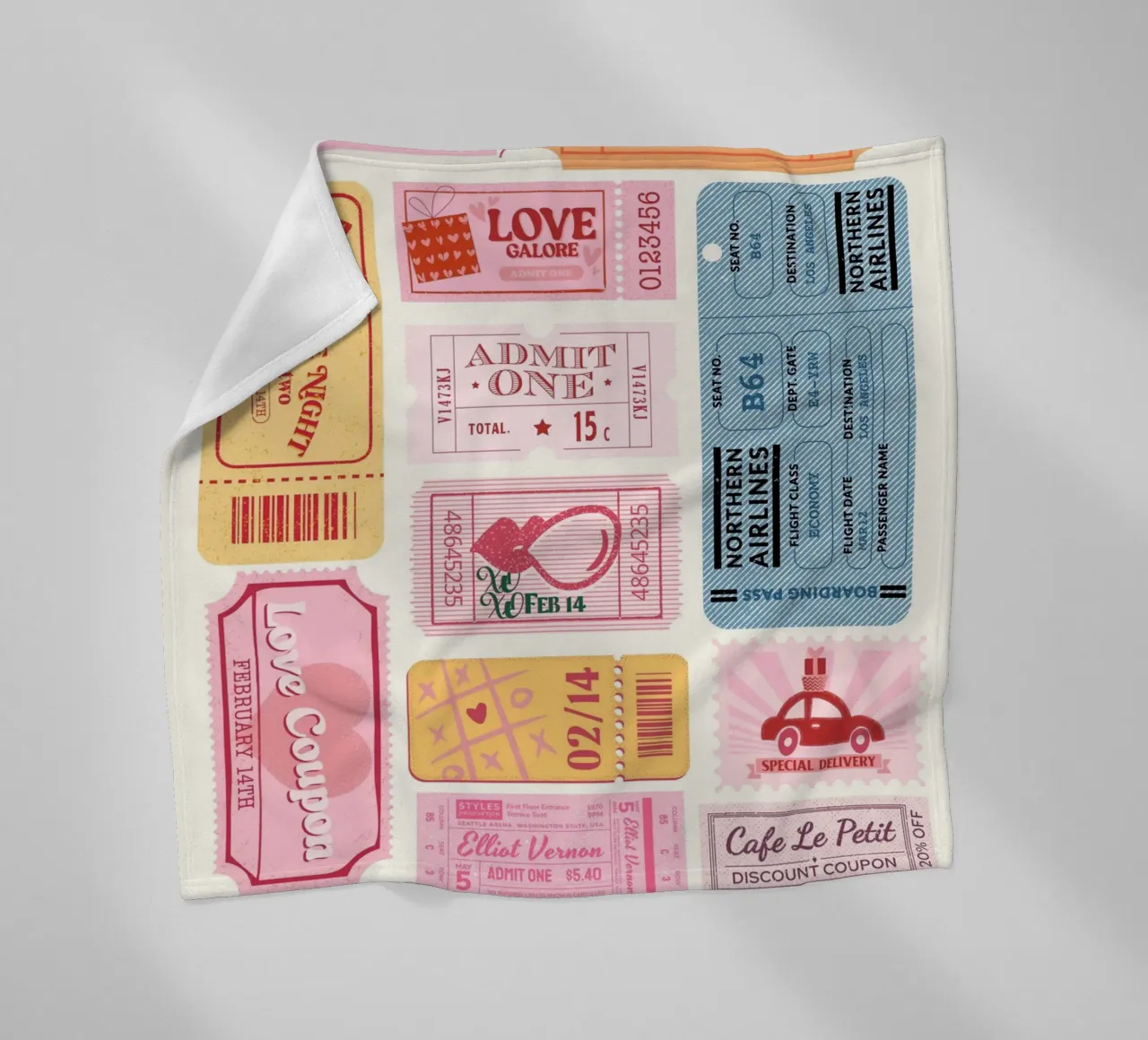 Biglietti d'amore e di viaggio d'epoca - Stampa collage pop art rétro coperta in pile da NorwesClub