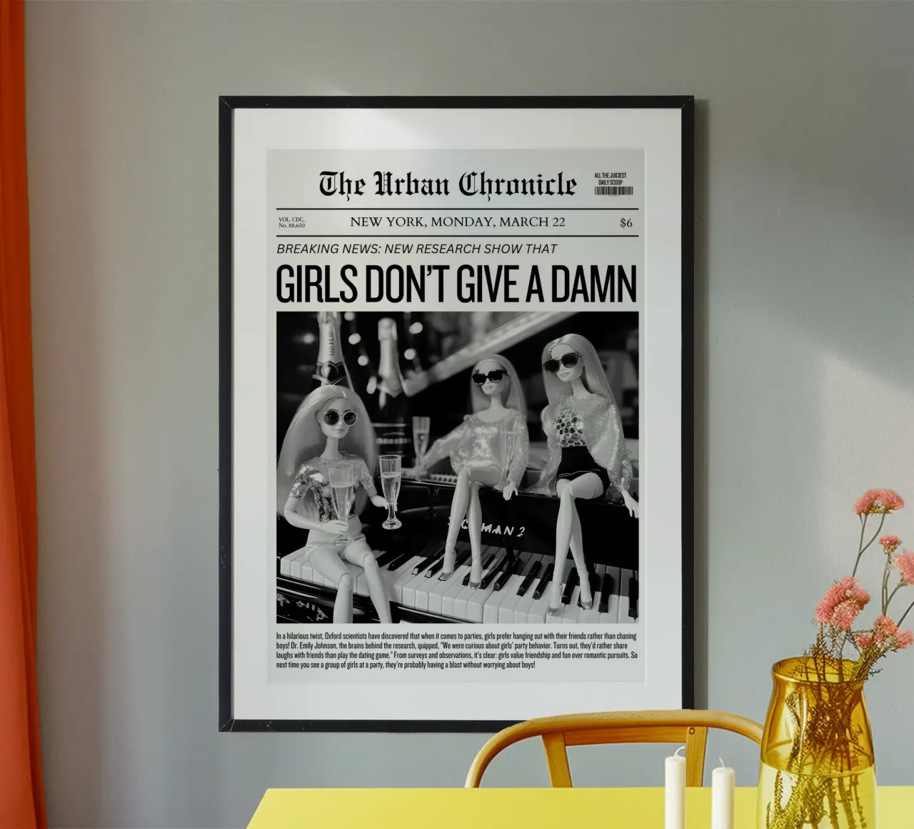 Giornale "Girls Don't Give A Damn" - Barbie Pop Art in bianco e nero Pri carta hahnemühle da NorwesClub