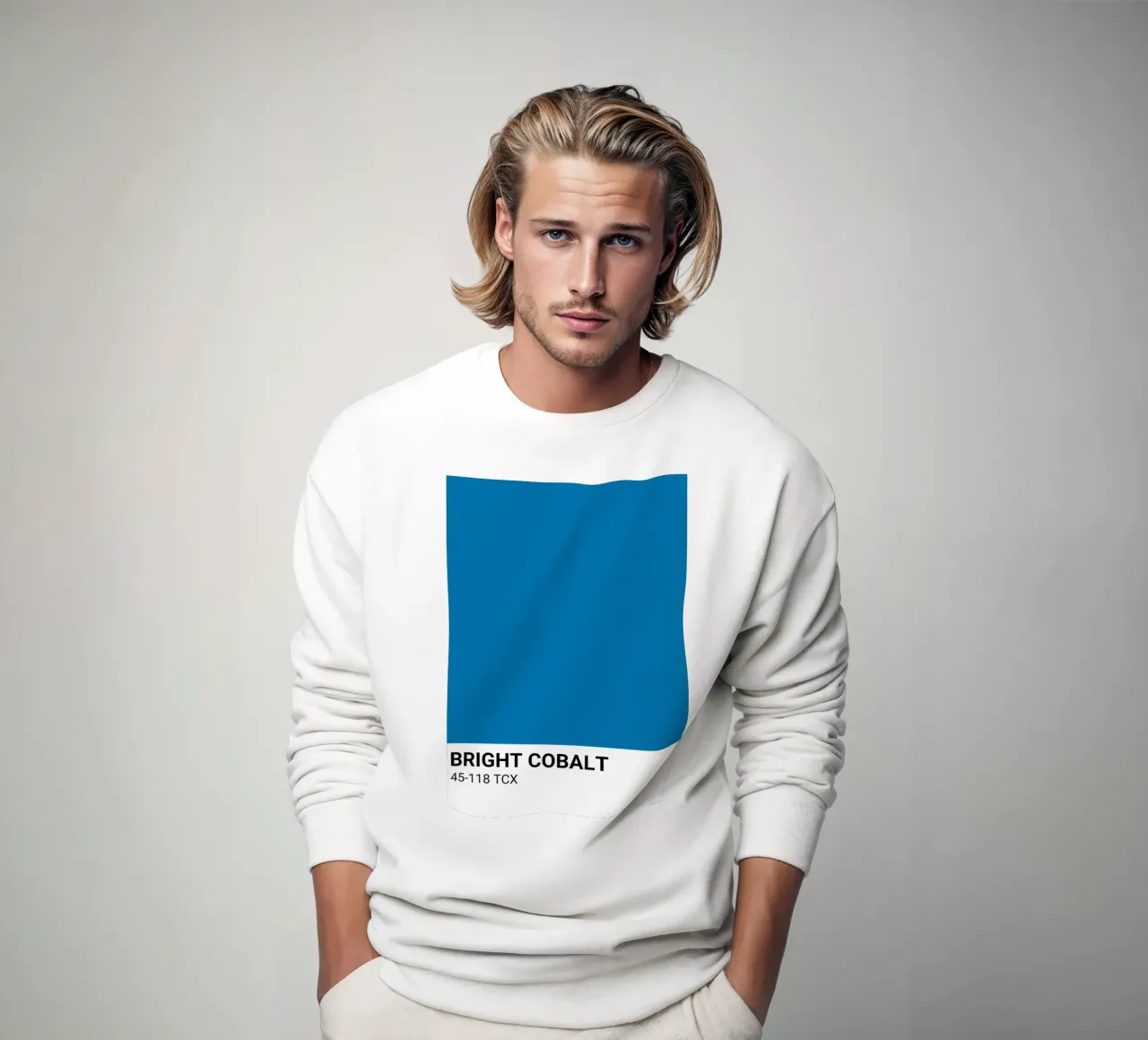 Pantone Bright Cobalt Color Block | Aesthetic Minimalist Pri sweatshirt by NorwesClub