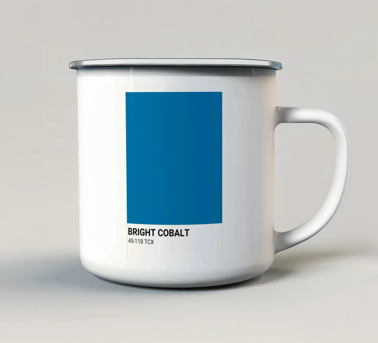 Pantone Bright Cobalt Color Block | Aesthetic Minimalist Pri enamel mug by NorwesClub