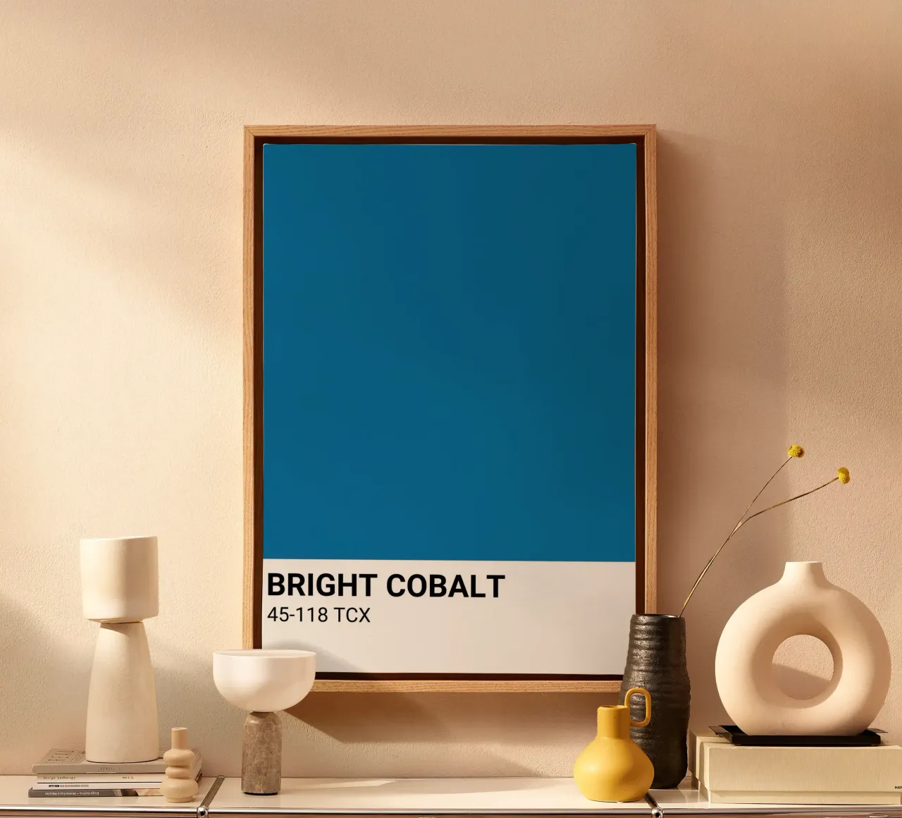 Pantone Helder Kobalt Kleurenblok | Esthetisch Minimalistisch Pri canvas met Baklijst van NorwesClub