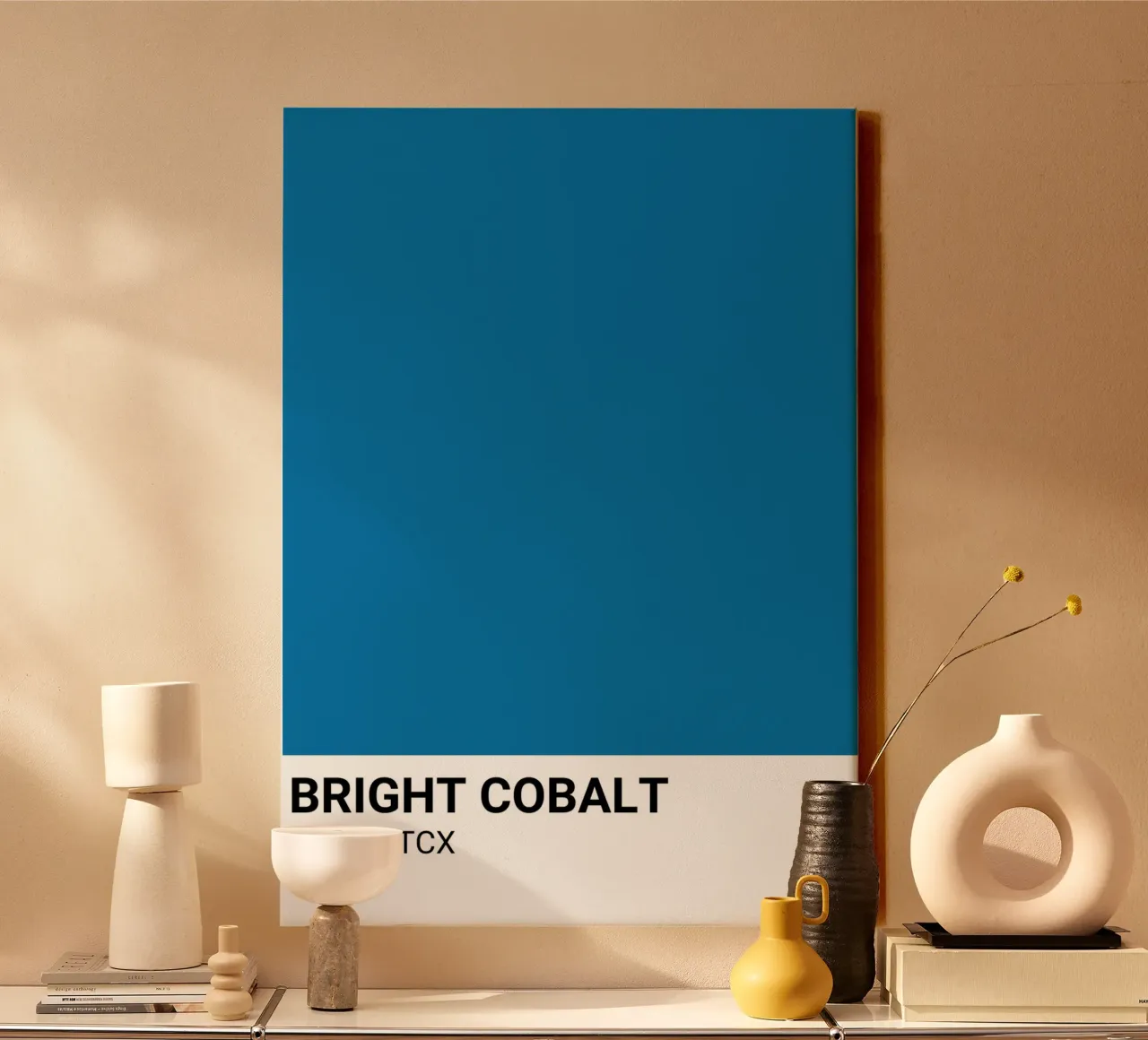 Pantone Helder Kobalt Kleurenblok | Esthetisch Minimalistisch Pri canvas met Baklijst van NorwesClub