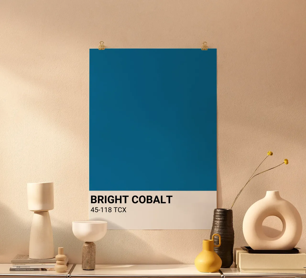 Pantone Helder Kobalt Kleurenblok | Esthetisch Minimalistisch Pri poster van NorwesClub