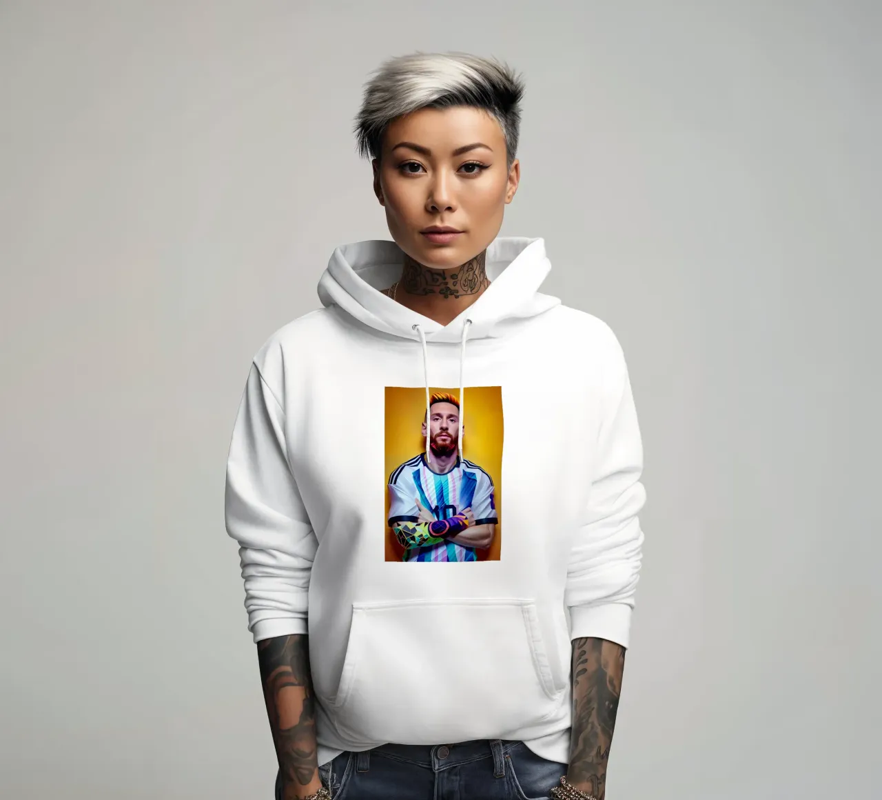 Messi potrait neon wpap felpa con cappuccio da BONANZA