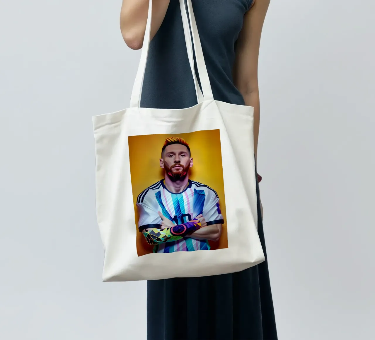 Messi potrait neon wpap borsa in juta da BONANZA