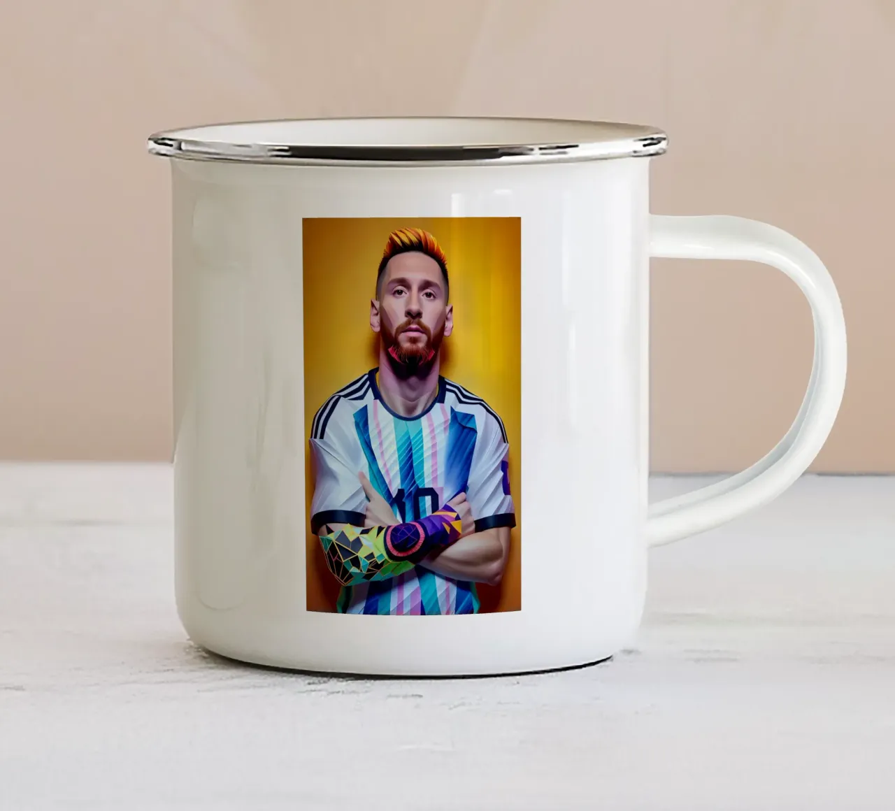 Messi potrait neon wpap tazza in smalto da BONANZA