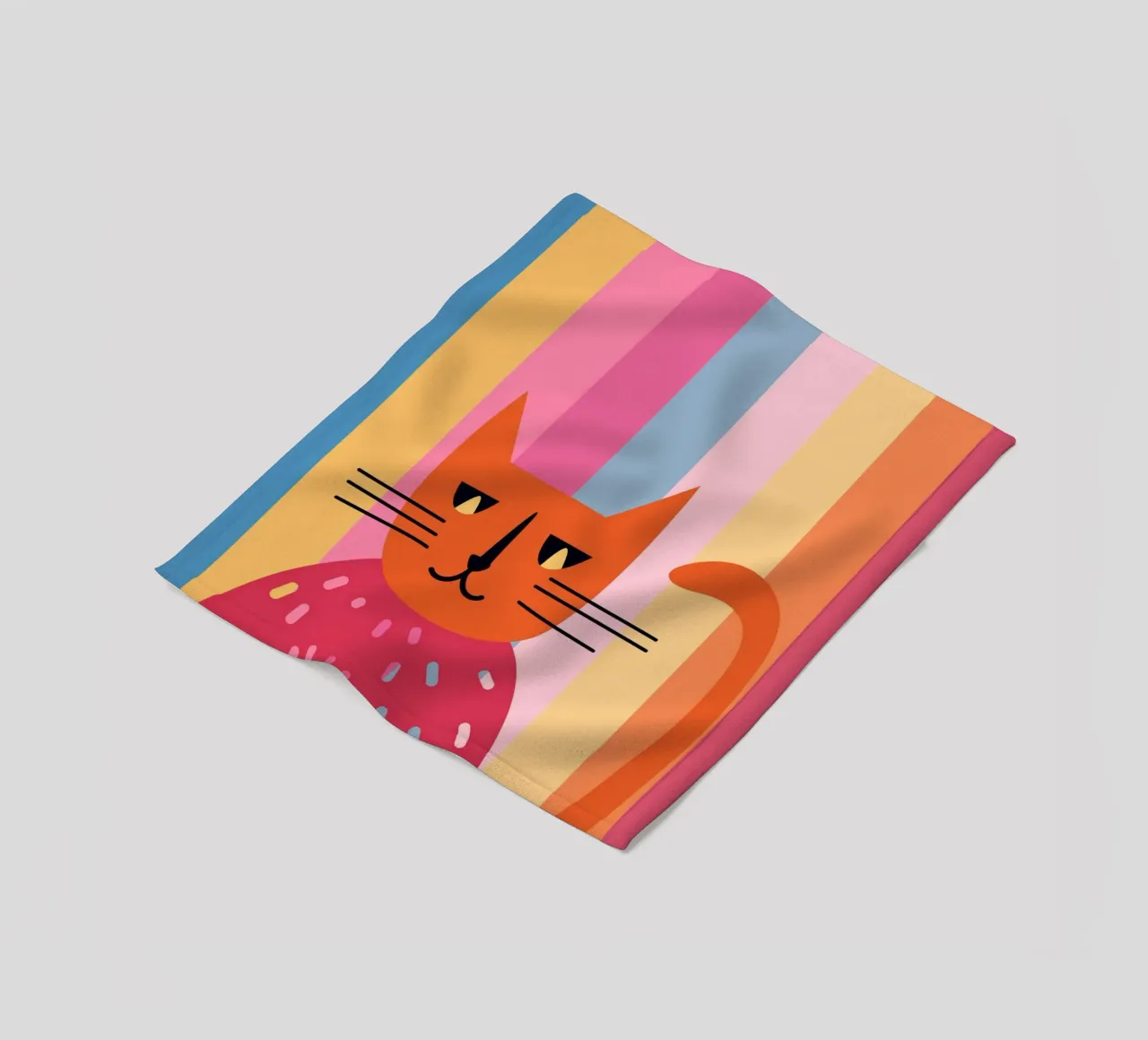 Abstract Striped Cat Art | Colorful Modern Feline Print fleece blanket by NorwesClub