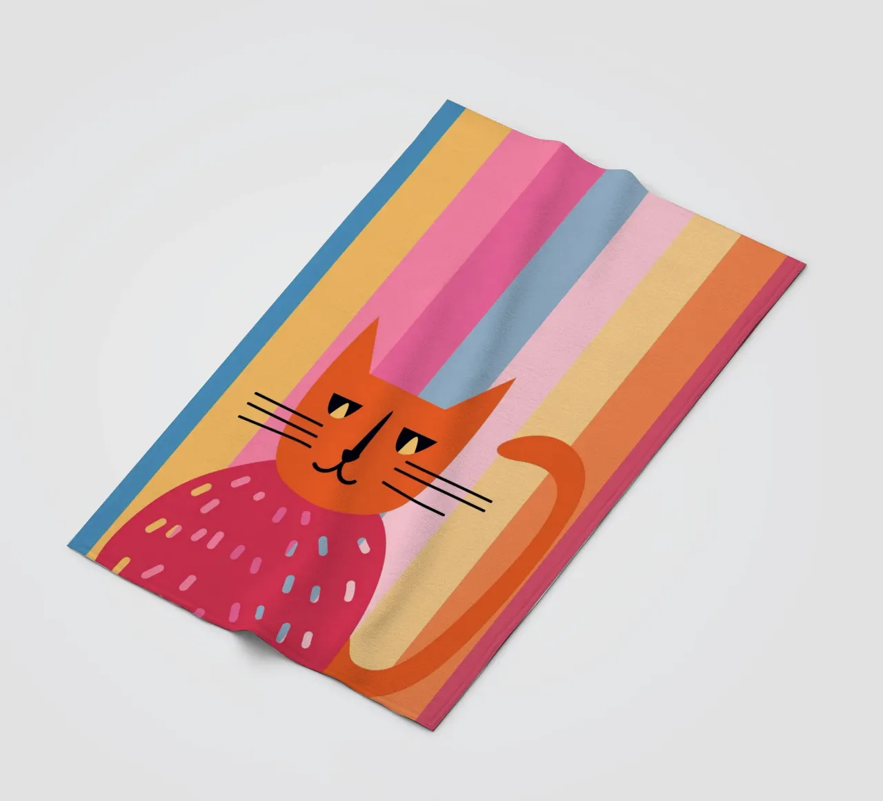 Abstract Striped Cat Art | Colorful Modern Feline Print fleece blanket by NorwesClub